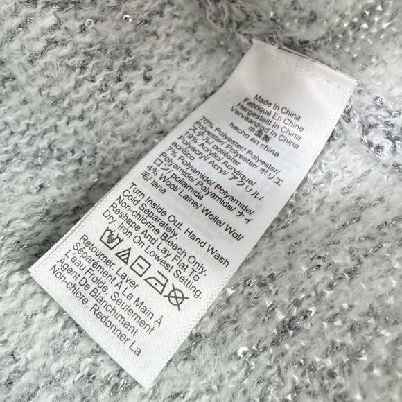 J. Crew Embellished Pullover Sweater Long Sleeve Light Grey Silver Size M NWT - Picture 10 of 12